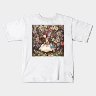 Alice in Wonderland. "Tea Party with the Mad Hatter and the Cheshire Cat" Kids T-Shirt